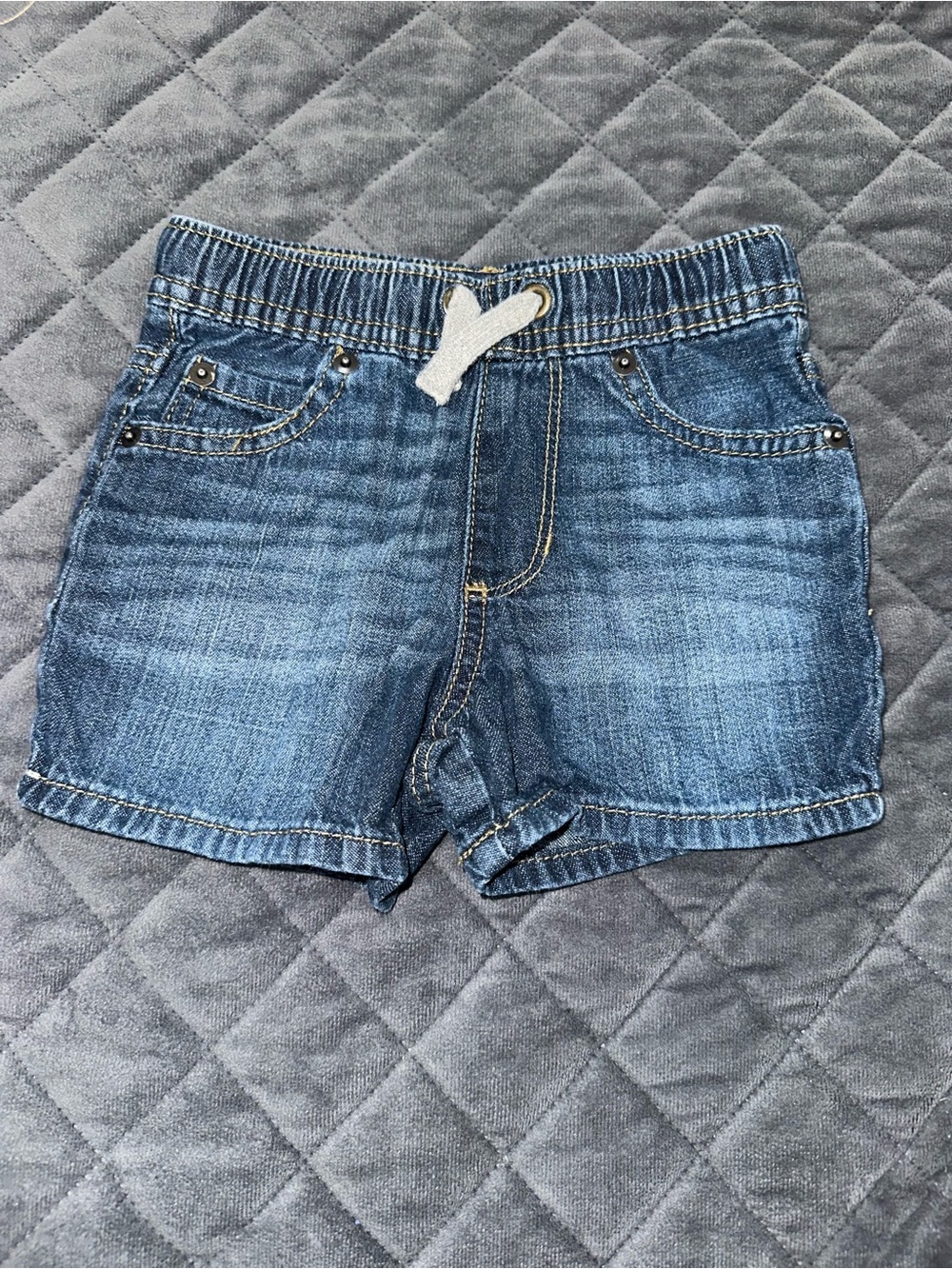 Kids Denim Shorts with Drawstring - Blue